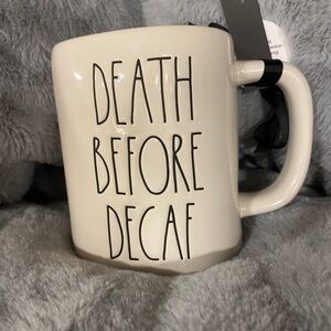 NWT Rae Dunn death before decaf mug